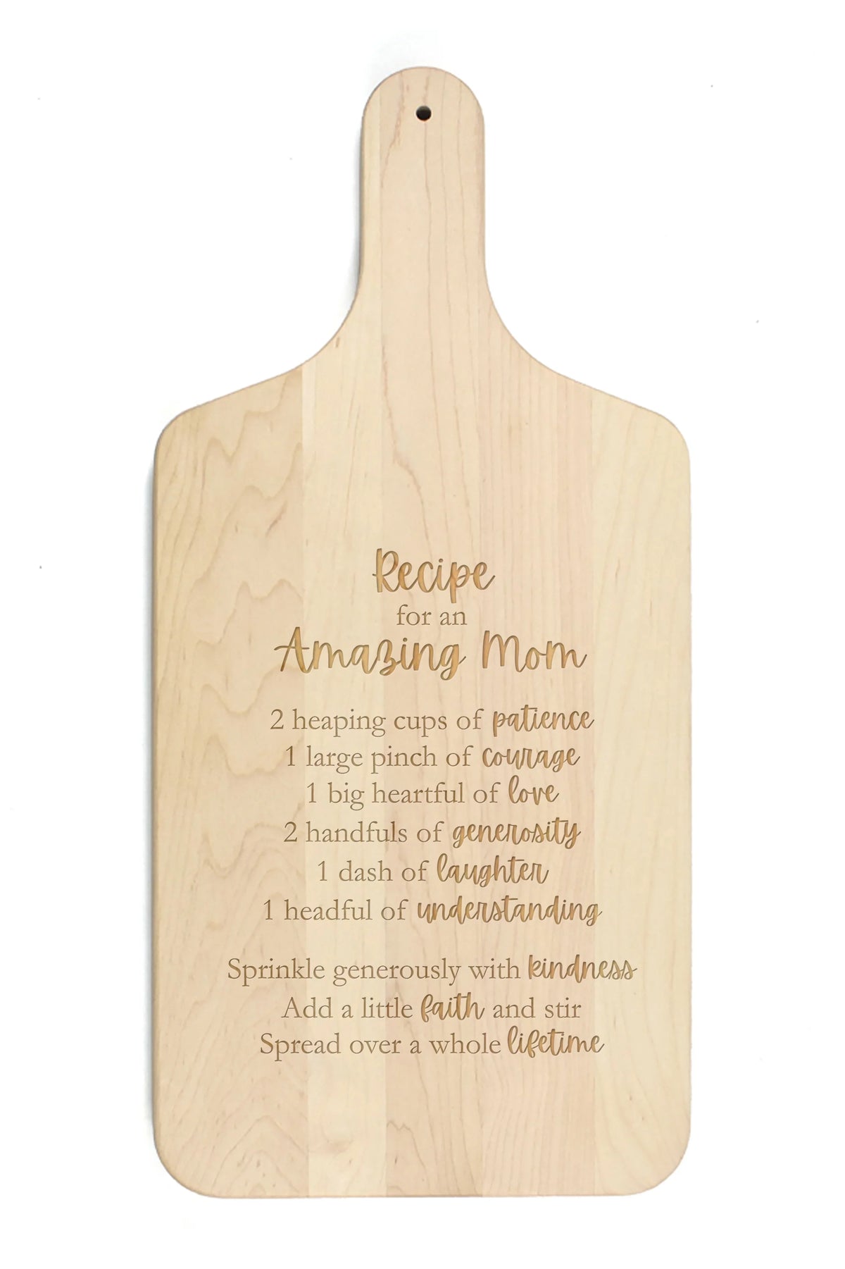 Creative Products Recipe for an Amazing Mom 8 x 17 Maple Paddle Cutting Board