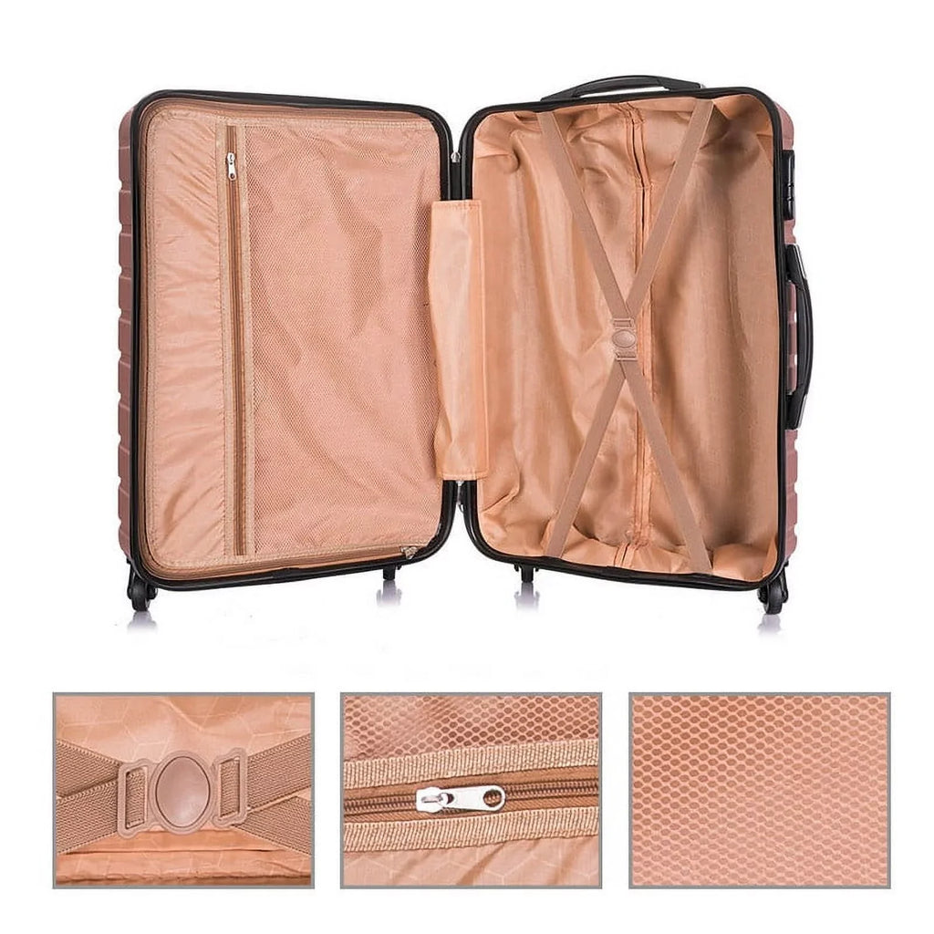 4 Piece Hardshell Luggage Sets,Travel Suitcase,Carry On Luggage with Spinner Wheels Free Cover&Hanger Inside rose gold