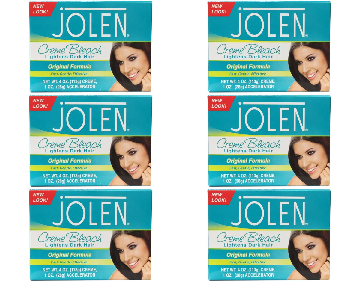 Jolen Creme Bleach Lightens Dark Hair Original Formula Kit, - 6 Pack