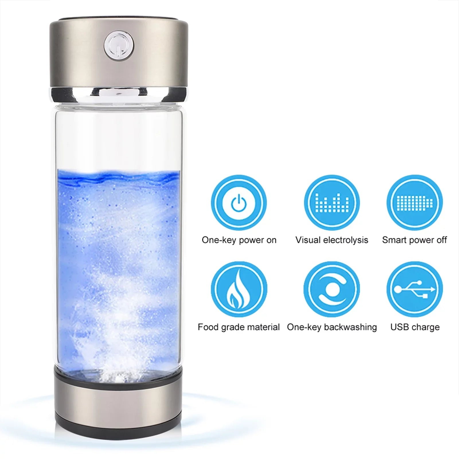 Portable Healthy Hydrogen Rich Water Maker Lonized Water Generator Bottle Lonizer Anti-Aging Antioxidant USB Rechargeable Water Filter Purifier Keep Body Hydrated