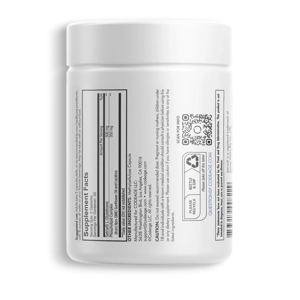 Codeage Liposomal Glutathione, Setria® L Glutathione Capsules, Phospholipid Complex, Vegan, Non-GMO, 60 ct