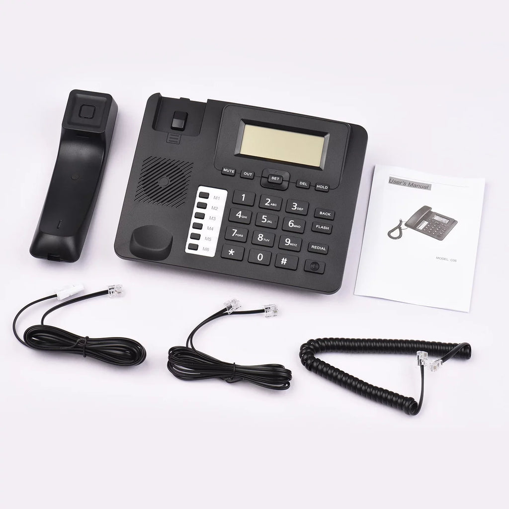Meterk Black Corded Phone Desk Landline Phone Telephone DTMF/FSK Dual System Support Hands-Free/Redial/Flash/Speed Dial/Ring Control Built-in IC Chip Sound Real-time Date for Elderly Seniors Home