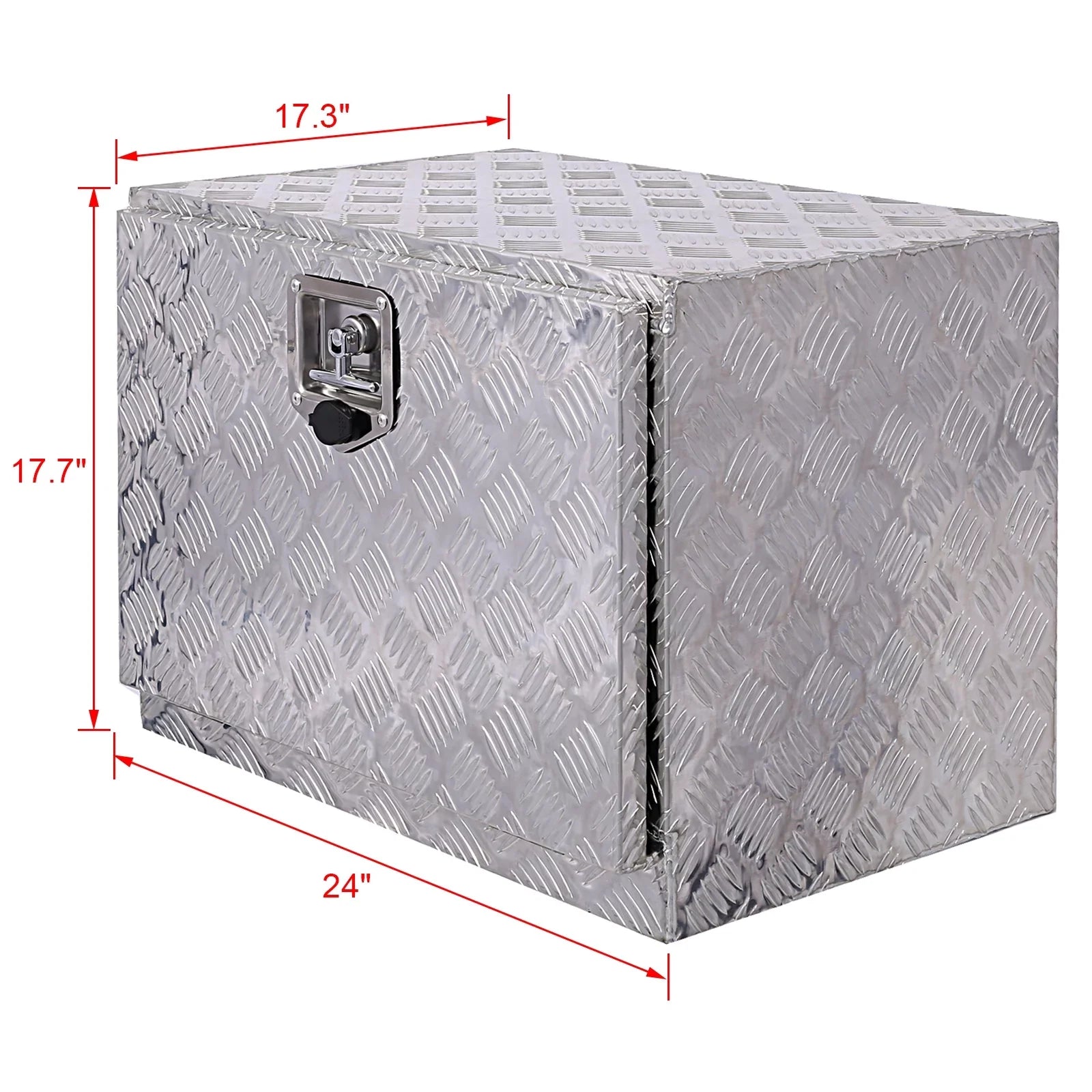 Jarbalai 24 inches Aluminum Tool Box, Truck Bed Tool Box, Outdoor Trailer Pickup Storage Tool Box, RV Storage Organizer, Underbody Box w/ Lock Keys, Silver