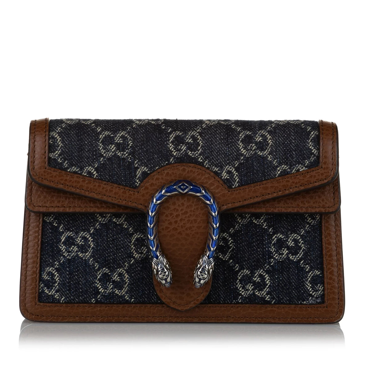Women Pre-Owned Authenticated Gucci Super Mini GG Dionysus Crossbody Bag Denim Fabric Blue