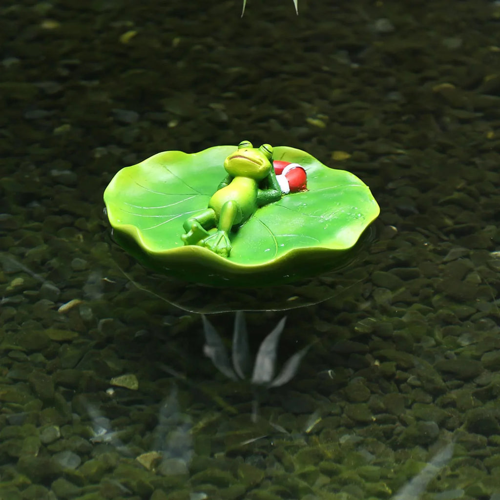 Simulation Water Floating Frog Ornament Animals Figurine Garden Statue Crafts Decor DIY Pool Accessories for Tabletop Shelf Office