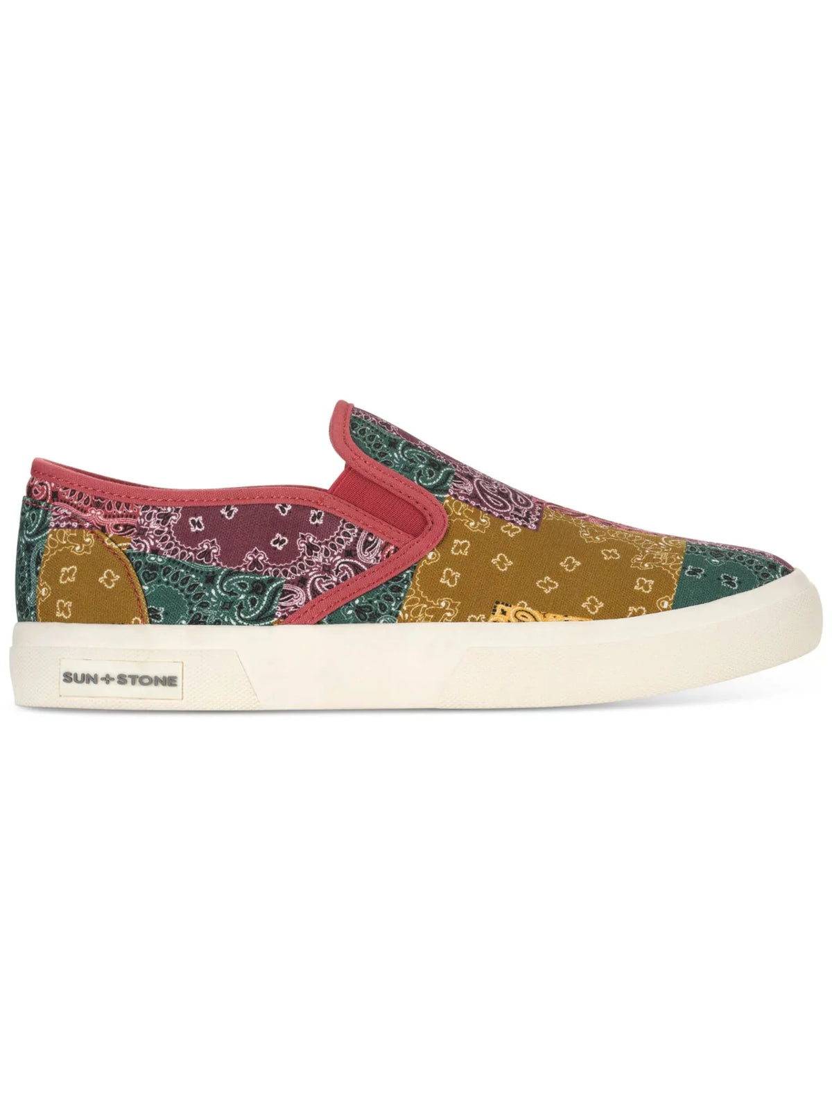 SUN STONE Mens Red Bandana Goring Padded Reins Round Toe Platform Slip On Sneakers Shoes 7