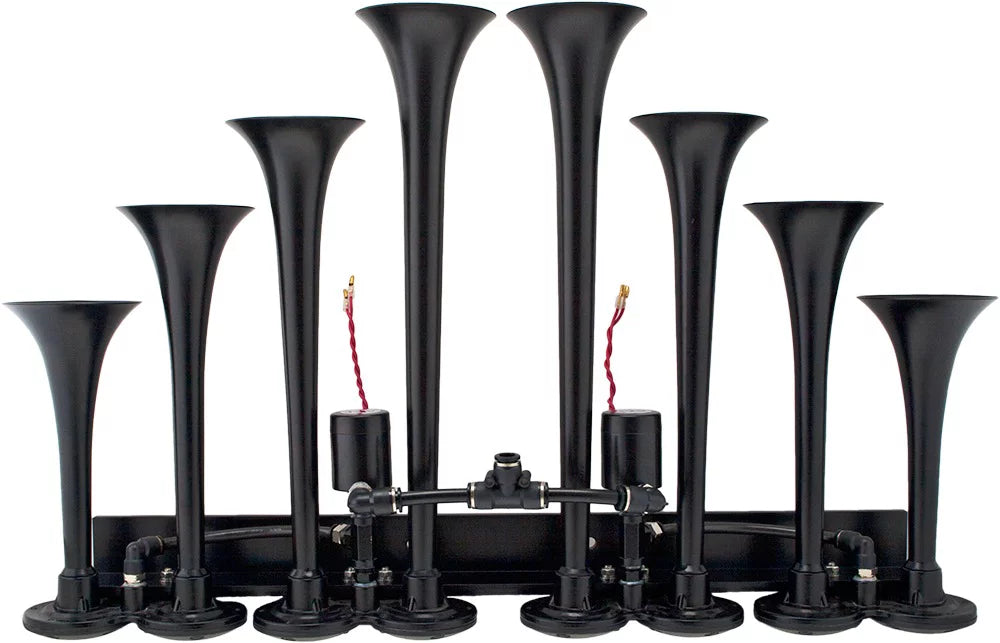 Vixen Horns OCTOPOD Train Horn Kit for Trucks/Car/Semi. Complete Onboard System- 200psi Air Compressor, 3 Gallon Aluminum Tank, 8 Trumpets.Super Loud dB.Fits Vehicles like Pickup/Jeep VXO4830AB/8124XB