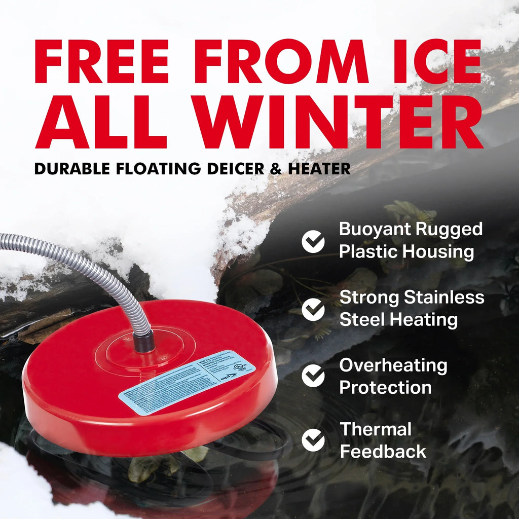 API 1000 Watt Thermostatic Winter Floating Stock Tank Deicer & Heater, Red