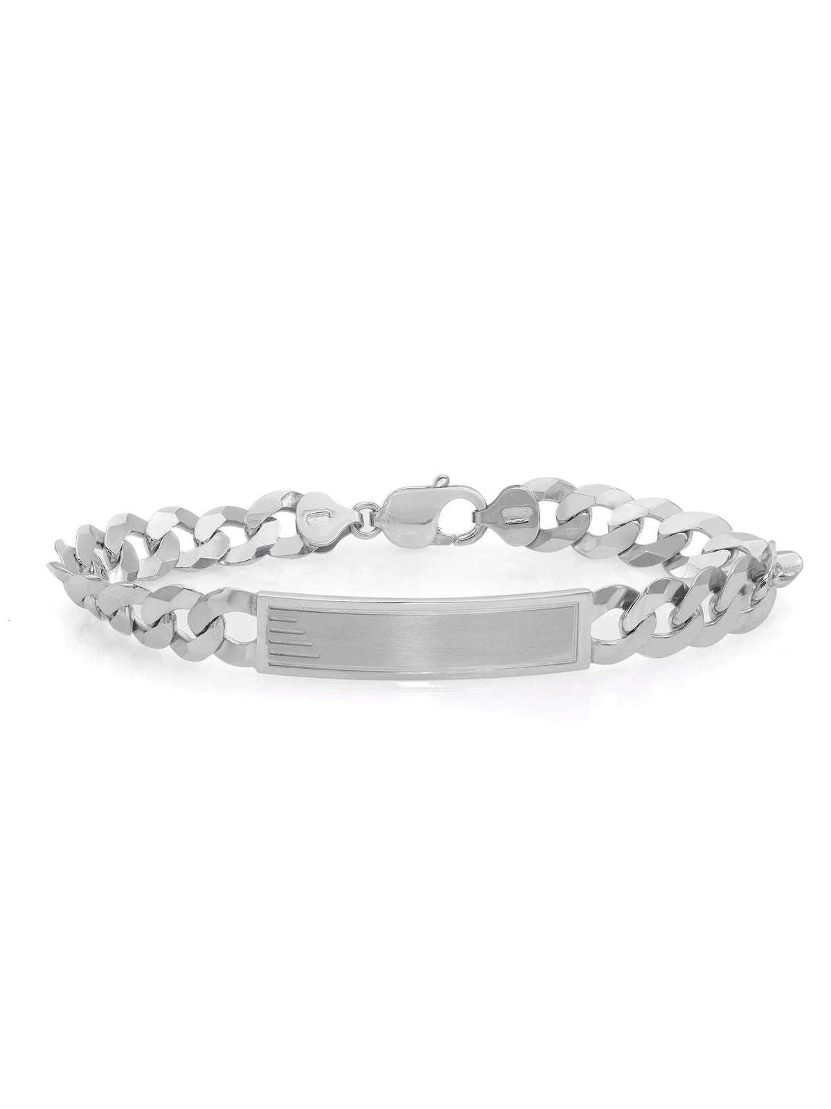 Curb Cuban Link Chain Mens ID Polished Bracelet 925 Sterling Silver 9 Inches