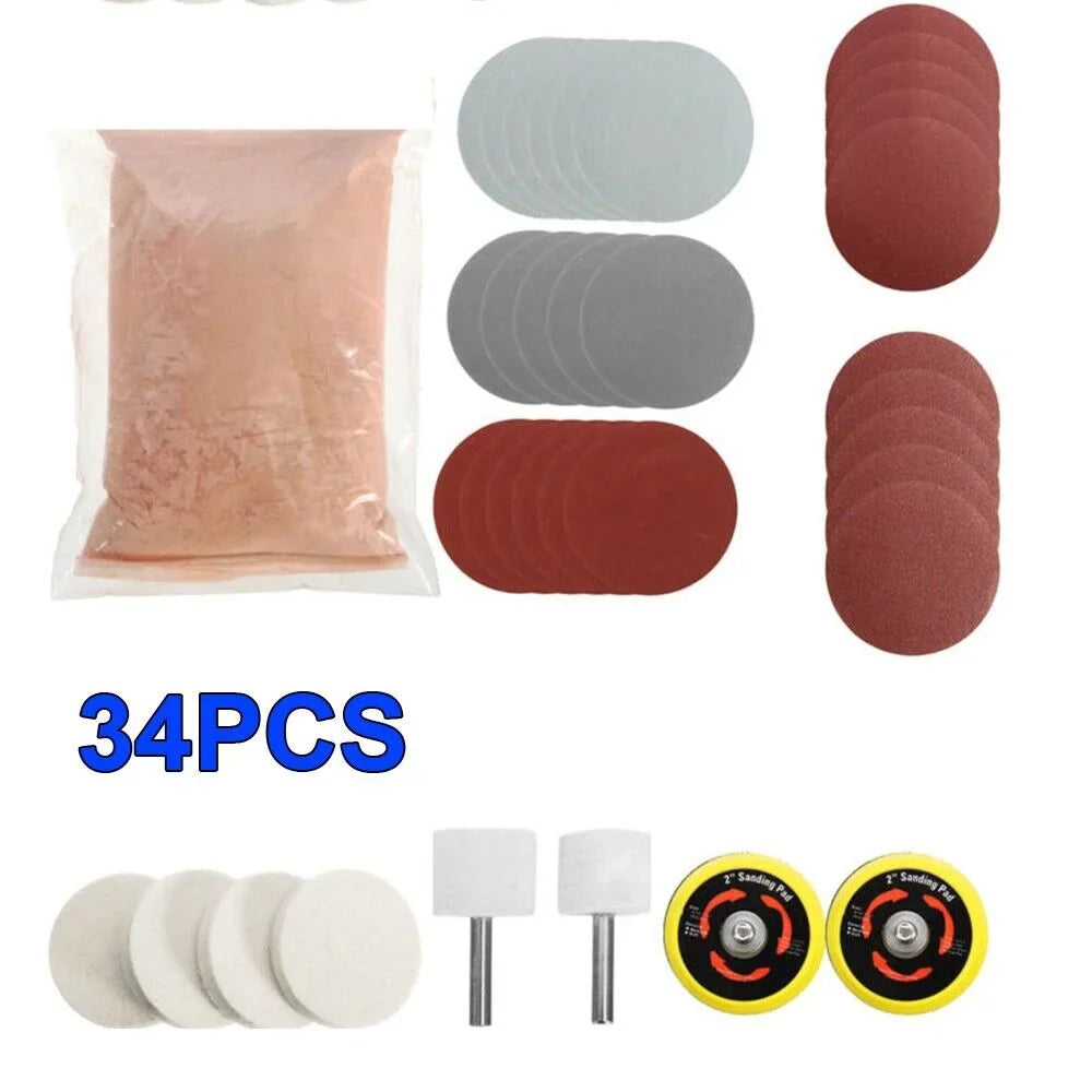 New Deep Scratch Remover,Glass Polishing Kit 8OZ Cerium Oxide & 2 Wheel Pad U