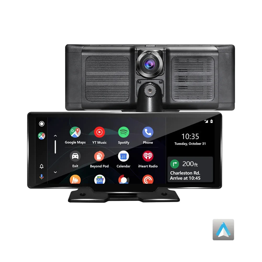 Adas Dash Cam  4K  DVR 10.26"  IPS with touch Screen 2 cameras for Front and Back recording Apple CarPlay , Android Auto Portable Navigation