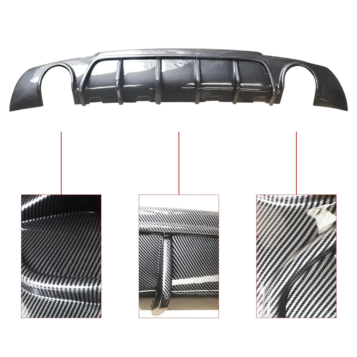 NINTE Rear Diffuser Lip for Chrysler 300 SRT 2015-2023 Carbon Fiber Style Round Exhaust