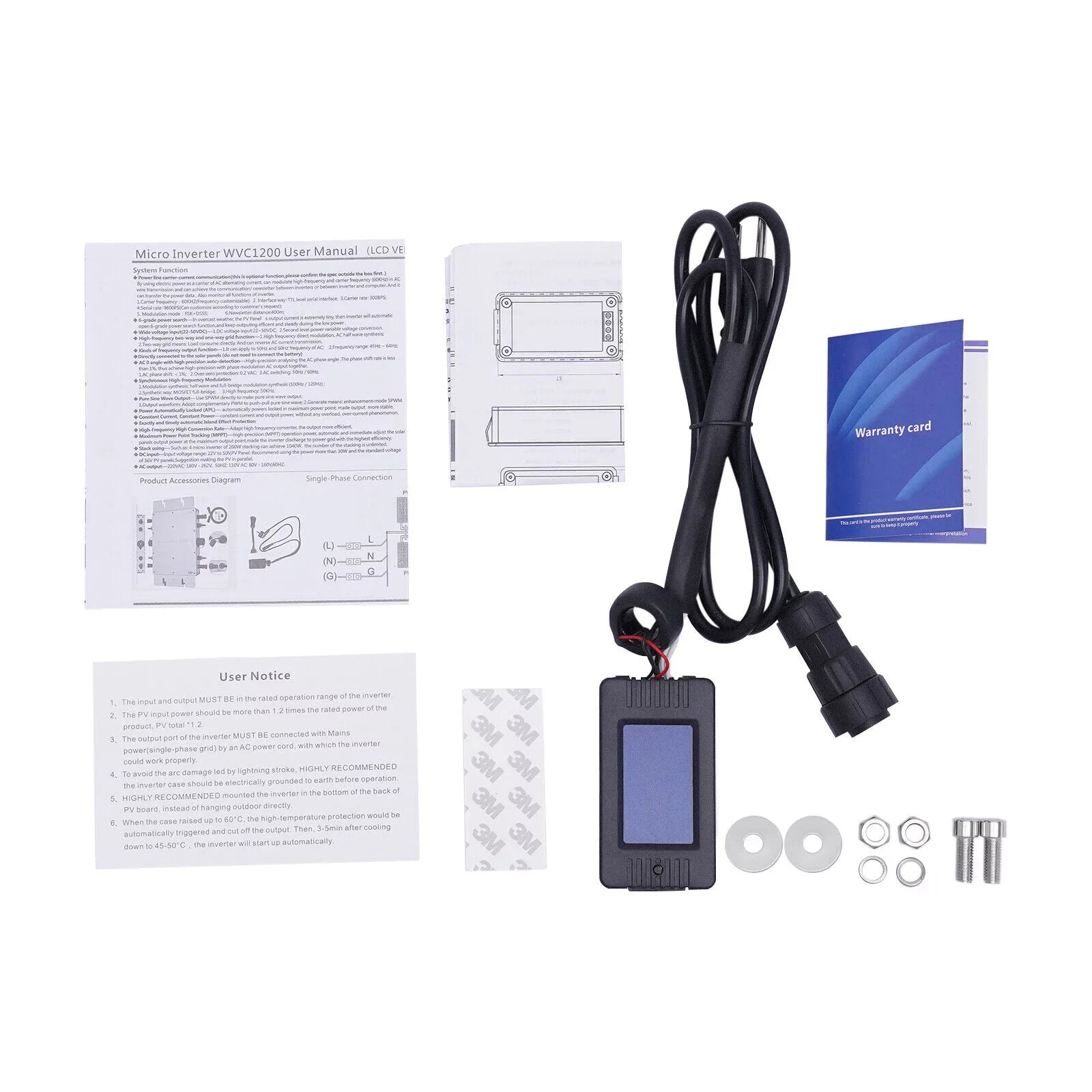 WVC-1200W MPPT Solar Micro Inverter Grid Tie Grid Pure Sine Wave Inverter DC-AC
