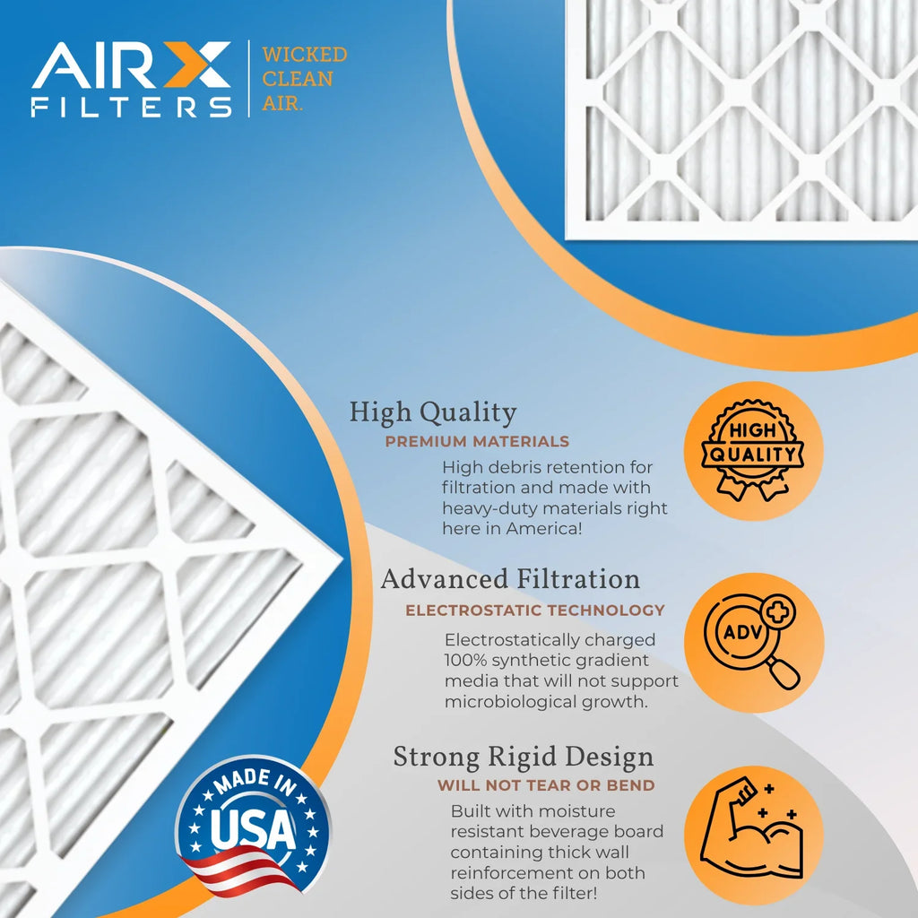 20x25x2 Air Filter MERV 11 Comparable to MPR 1000, MPR 1200 & FPR 7 Electrostatic Pleated Air Conditioner Filter 6 Pack HVAC Premium USA Made 20x25x2 Furnace Filters by AIRX FILTERS WICKED CLEAN AIR.