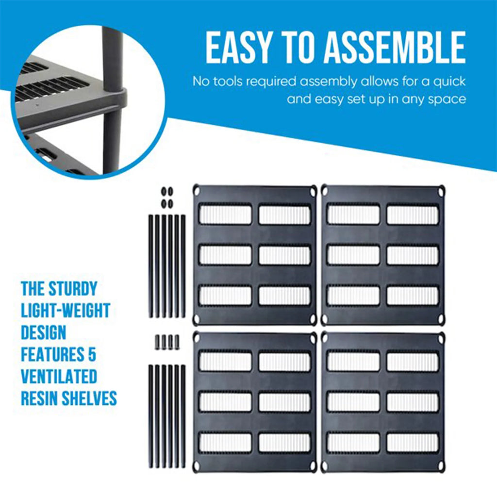 Juggernaut Storage 72 Inch 5 Shelf Plastic Utility Shelving Storage Unit