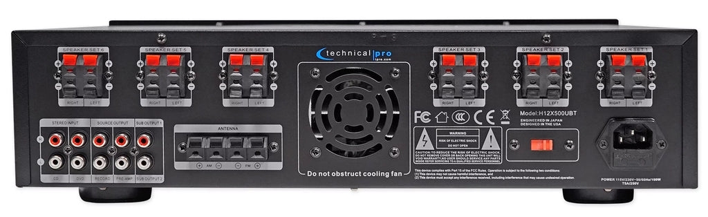 Technical Pro 6000w 6) Zone, Home Theater Bluetooth Receiver+12) 8" Speakers+EQ