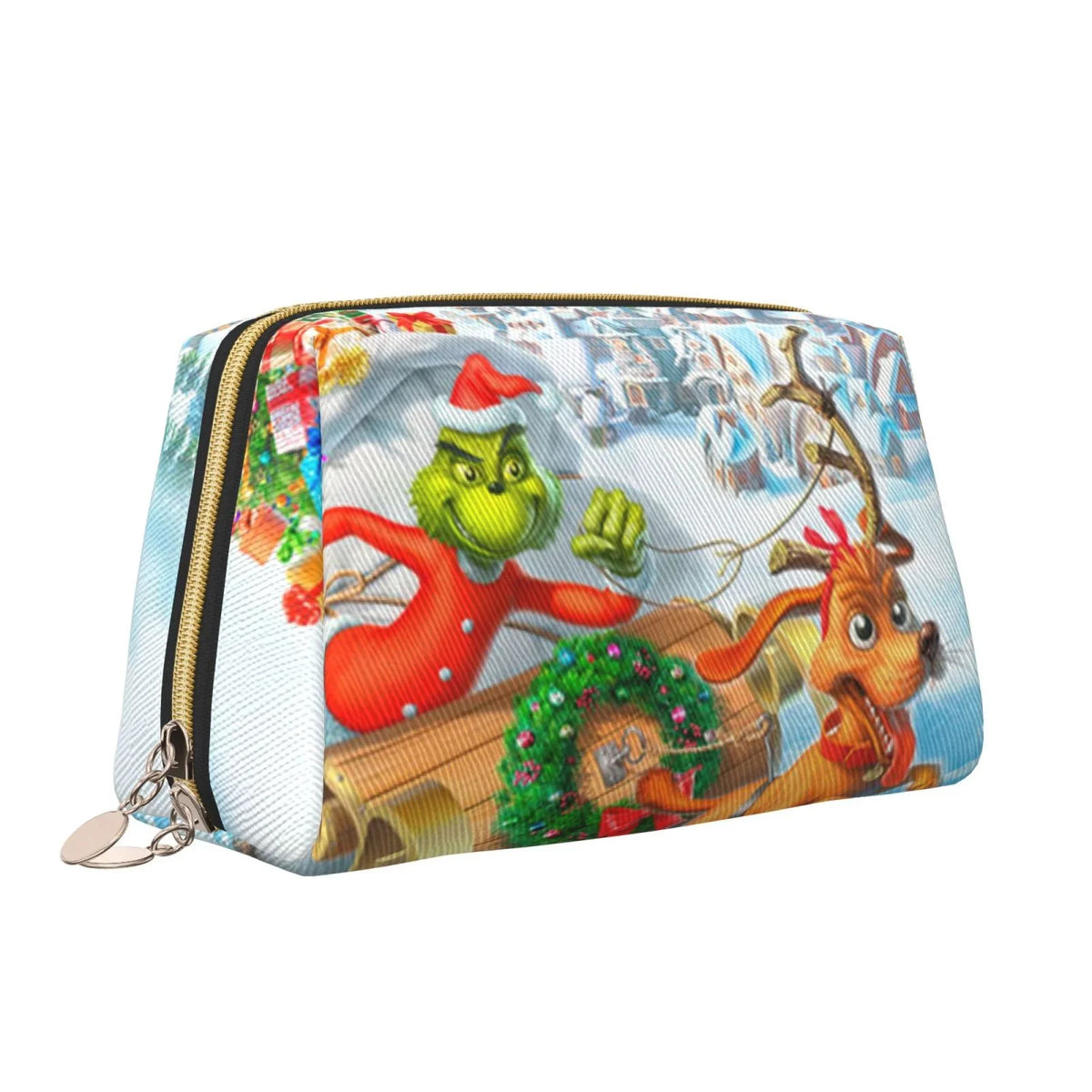 The Grinch Christmas Adventures Cosmetic Bag Makeup Organizer Leather Portable Pouch Gift Travel Toiletry Bag Storage Purse