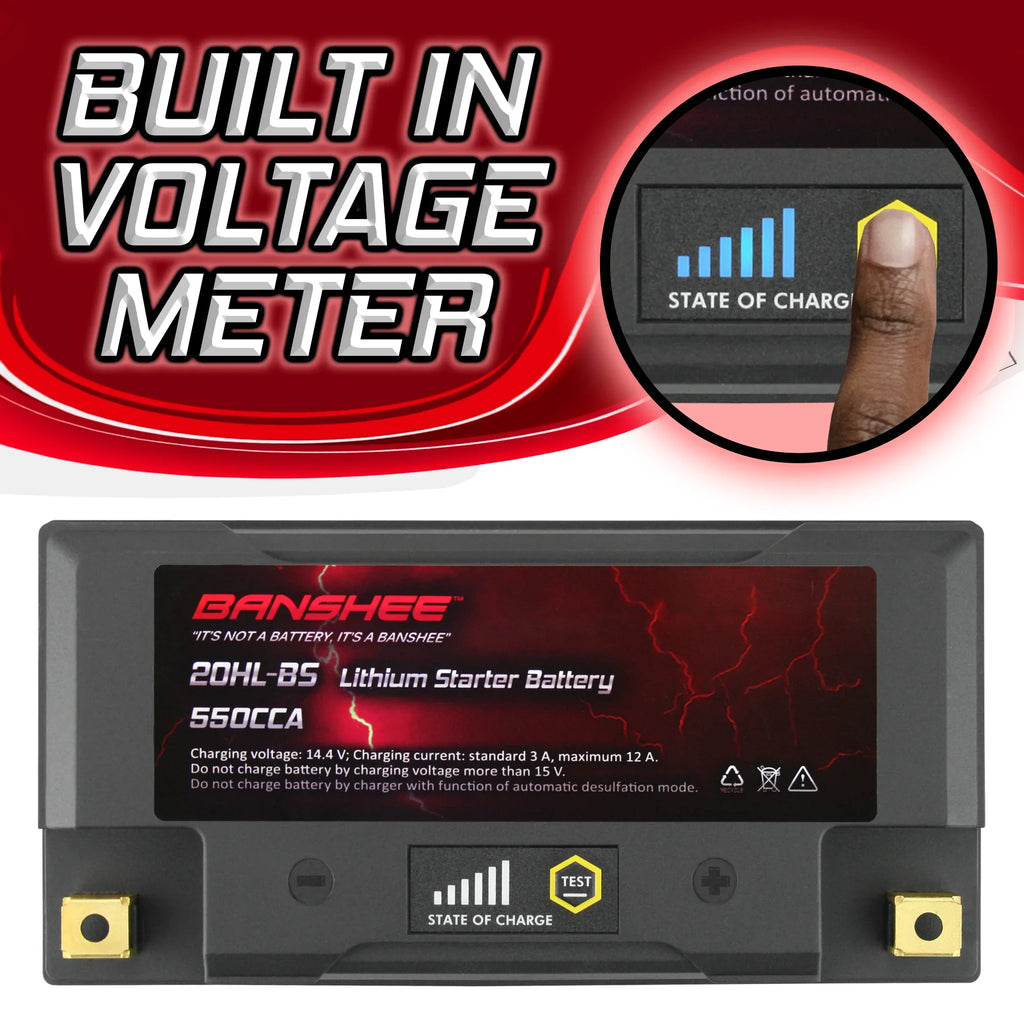 Banshee 20L-BS LiFePO4 Motorsports Battery Compatible with Yamaha XV1700A Road Star 2004 to 2007