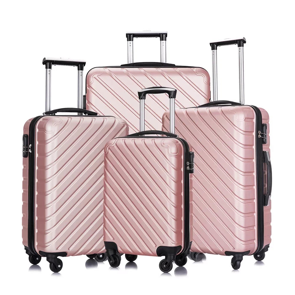 4 Piece Hardshell Luggage Sets,Travel Suitcase,Carry On Luggage with Spinner Wheels Free Cover&Hanger Inside rose gold