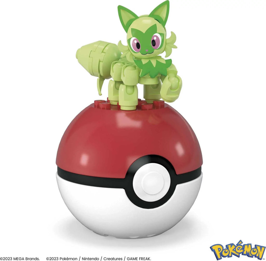 MEGA Pokemon Sprigatito Building Toy Kit, Poseable Action Figure with Poke Ball (27 Pieces) for Kids