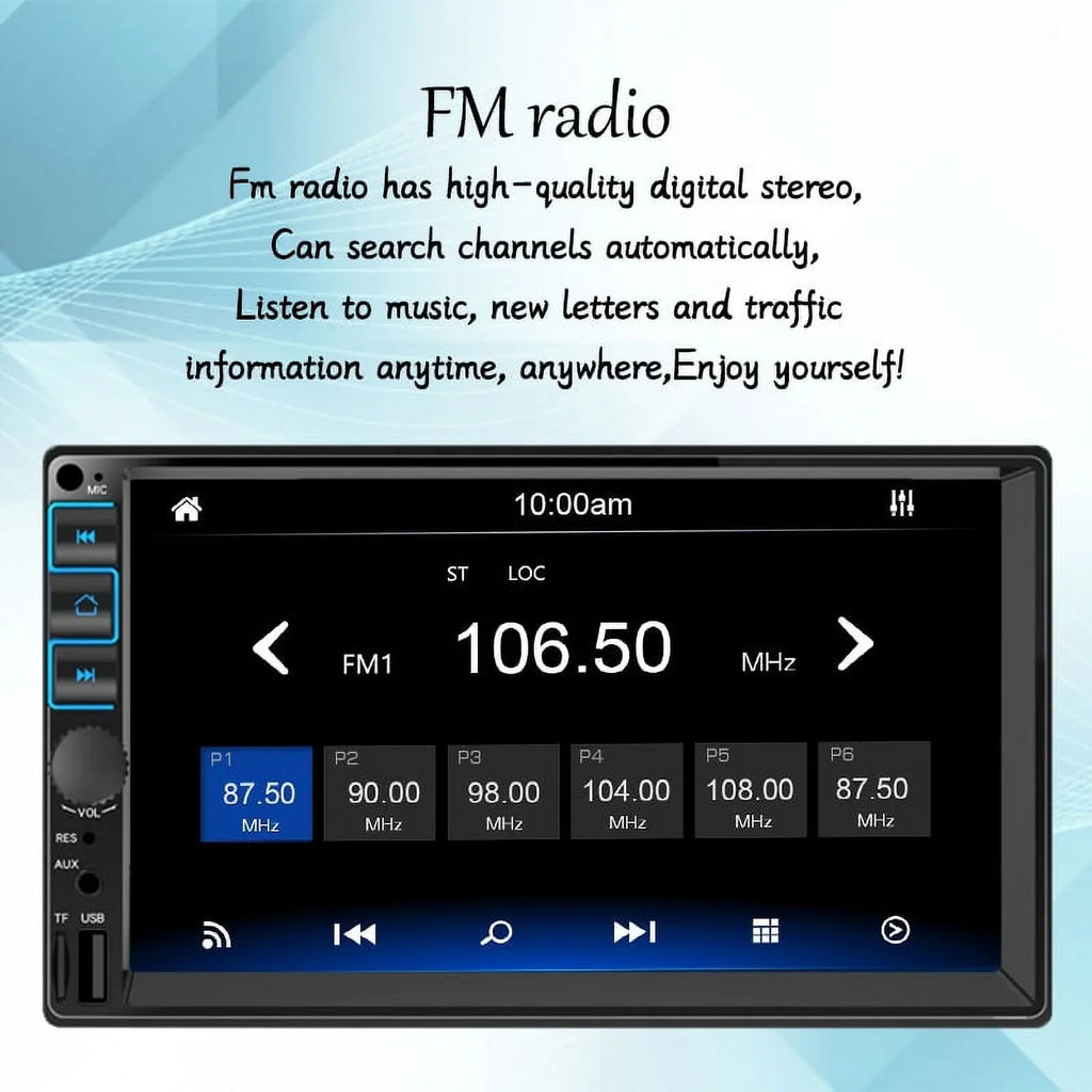 Car Radio 7'' 2 Din Stereo Receiver Bluetooth, Microphone, Mirror Link, Display, GPS, Touch Screen Support Apple Carplay , Android Auto