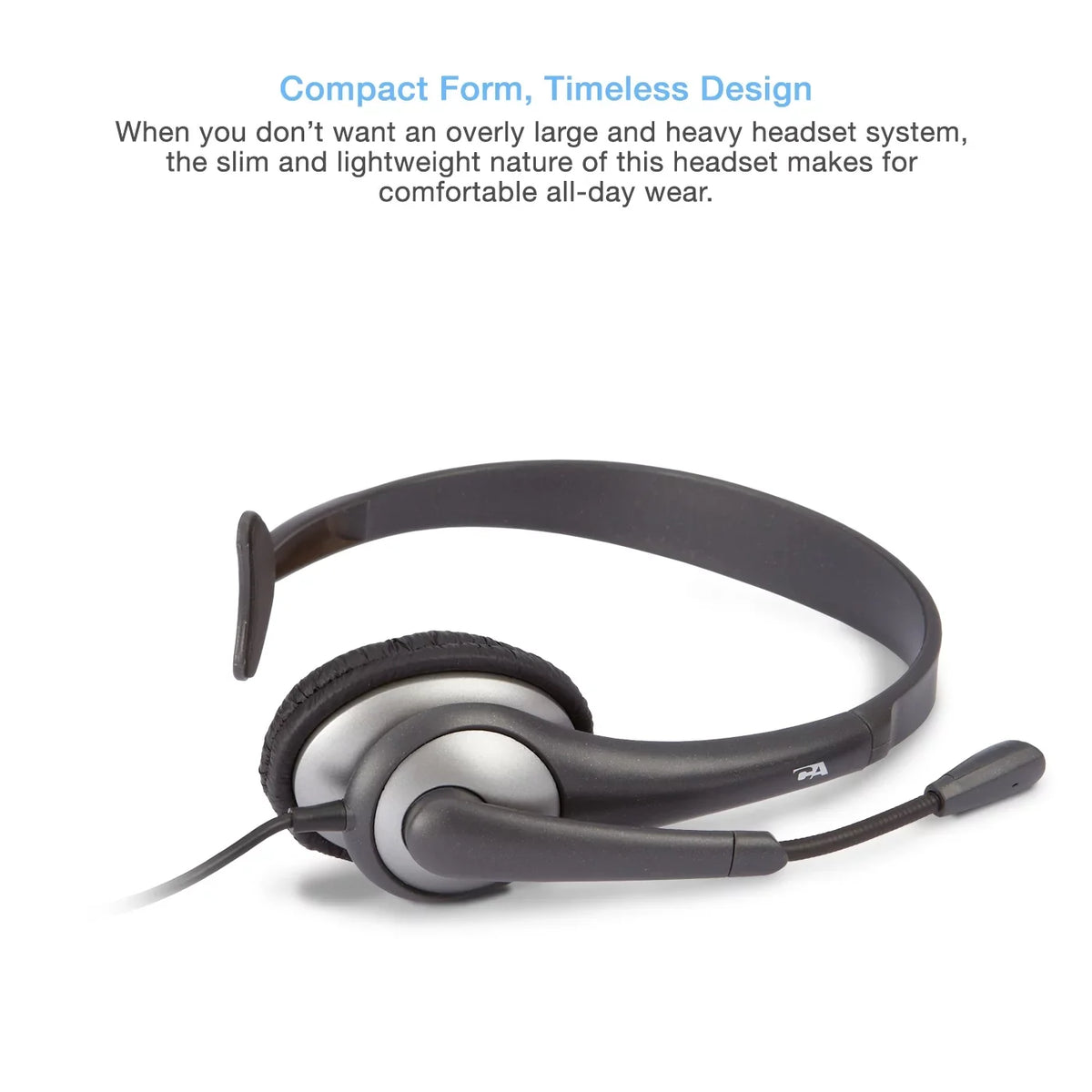Cyber Acoustics Gray Mono Headset w/ Y-Adapter & Microphone (AC-104) -