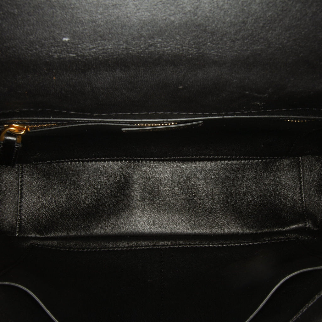 Pre-Owned Authenticated Valentino Medium Roman Stud Satchel Calf Leather Black Unisex (Good)