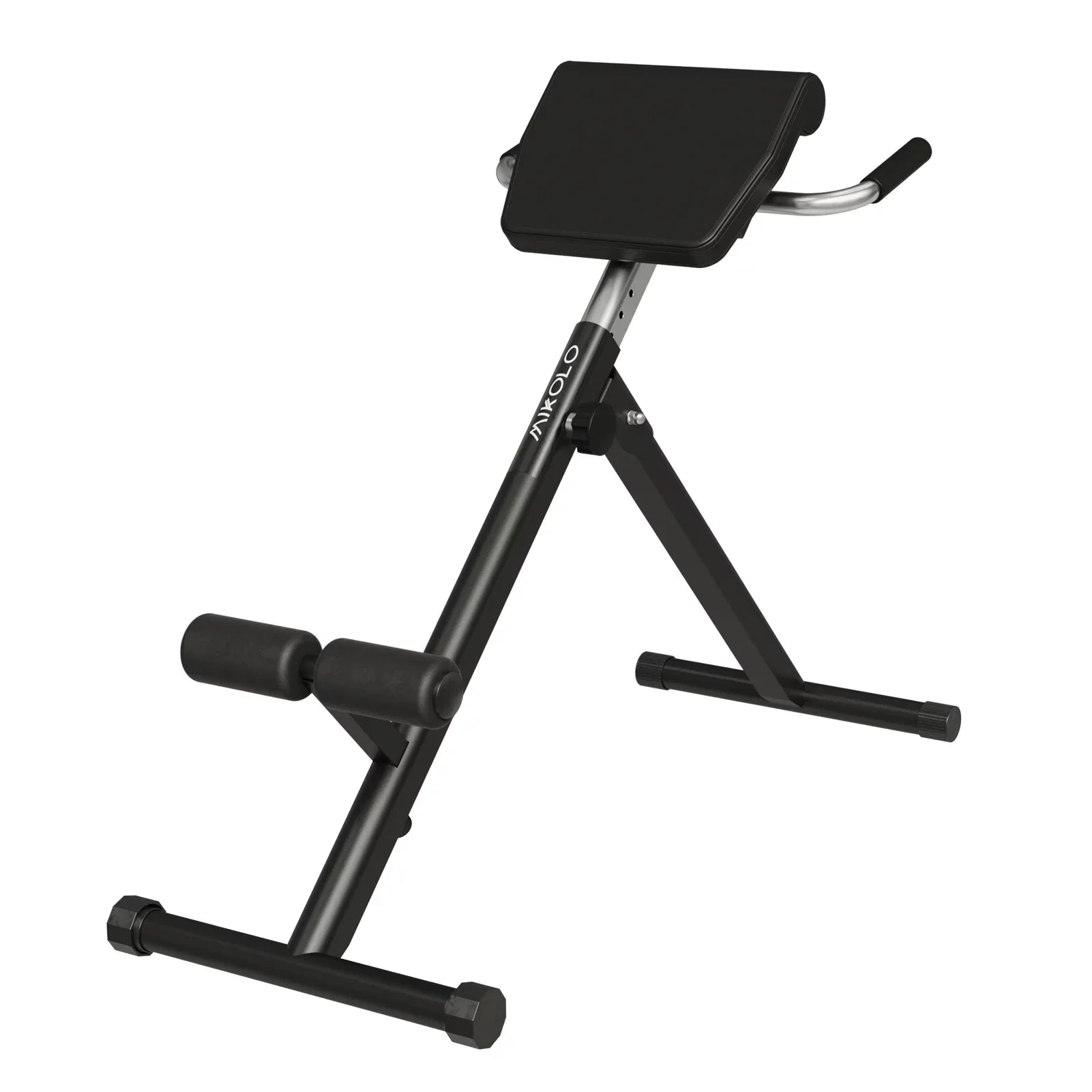 Mikolo Hyperextension Roman Chair, Foldable Exercise Bench with 300LBS Capacity, 9 Adjustable Heights for Strength Training.